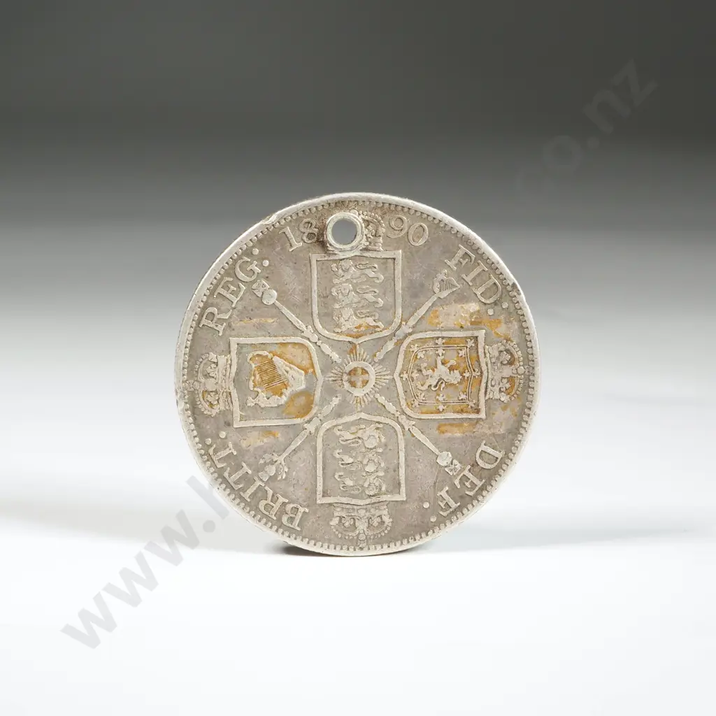 UK Silver Double Florin Coin Pendant Image 1++