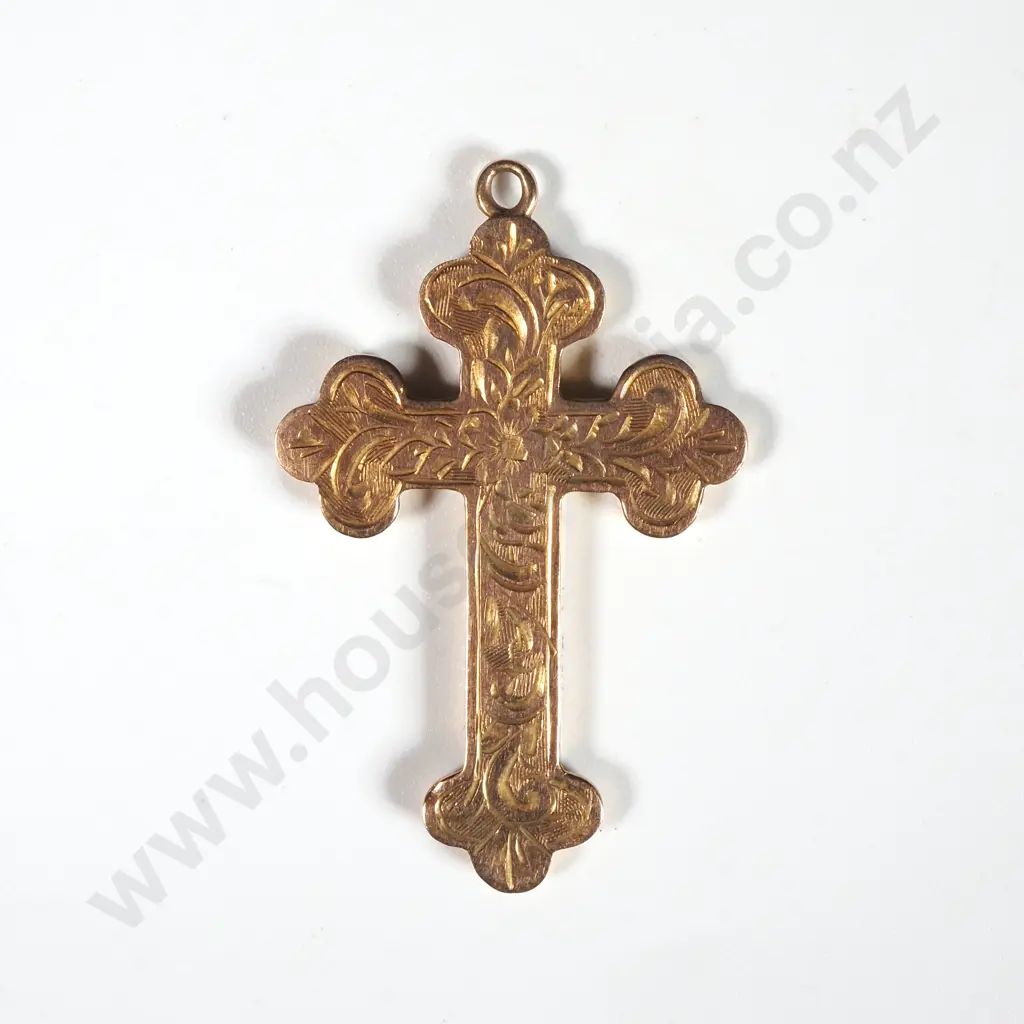9CT Gold Engraved Cross Image 1++