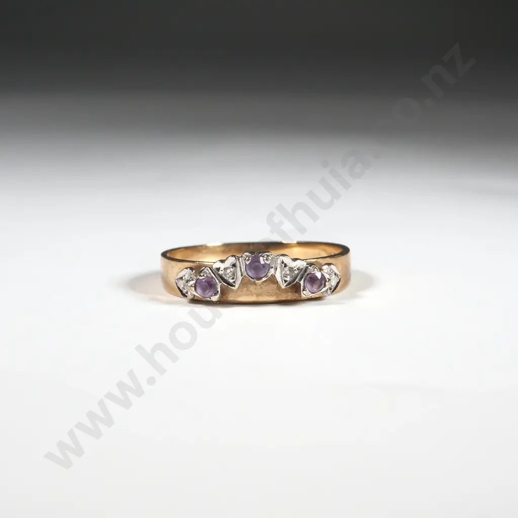 9ct Gold Diamond & Amethyst Ring Enhancer  Image 1++