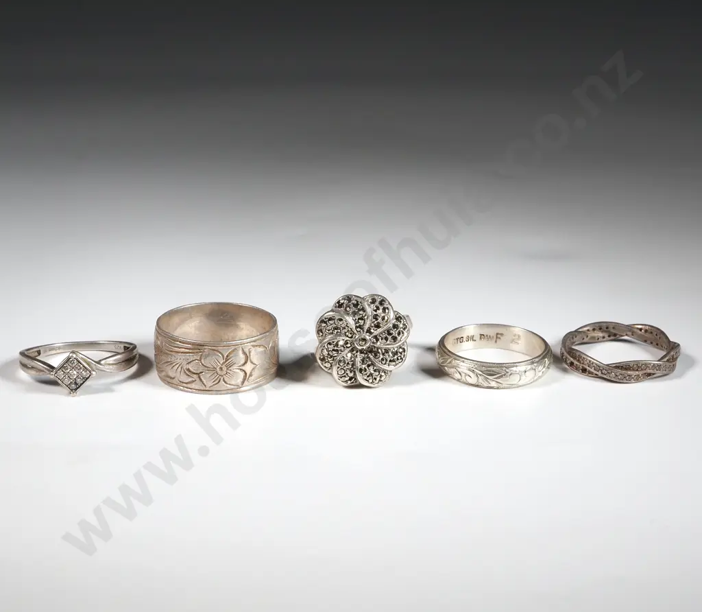 Five Sterling Silver Rings Image 1++