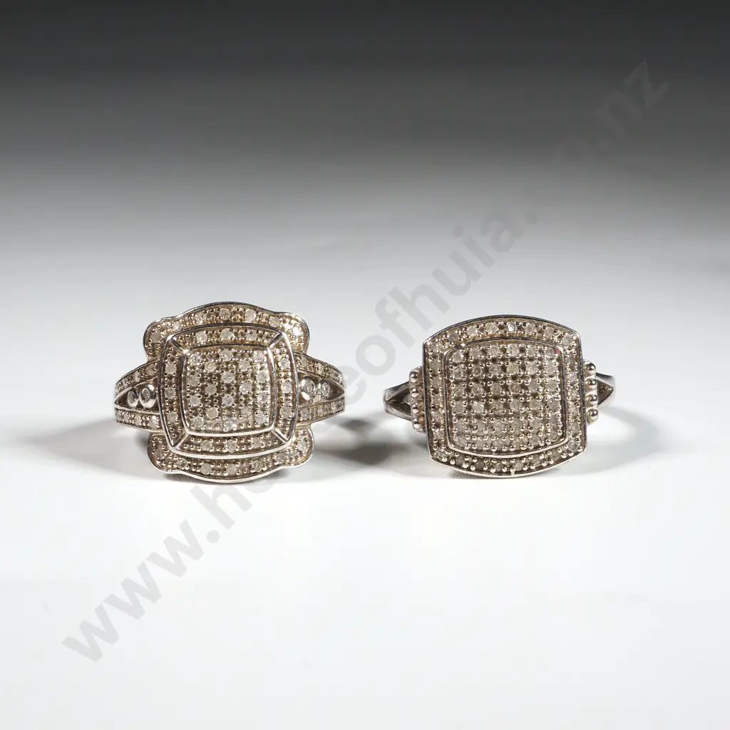 Two Sterling Silver &  Multi Stone  Diamond Rings Image 1++