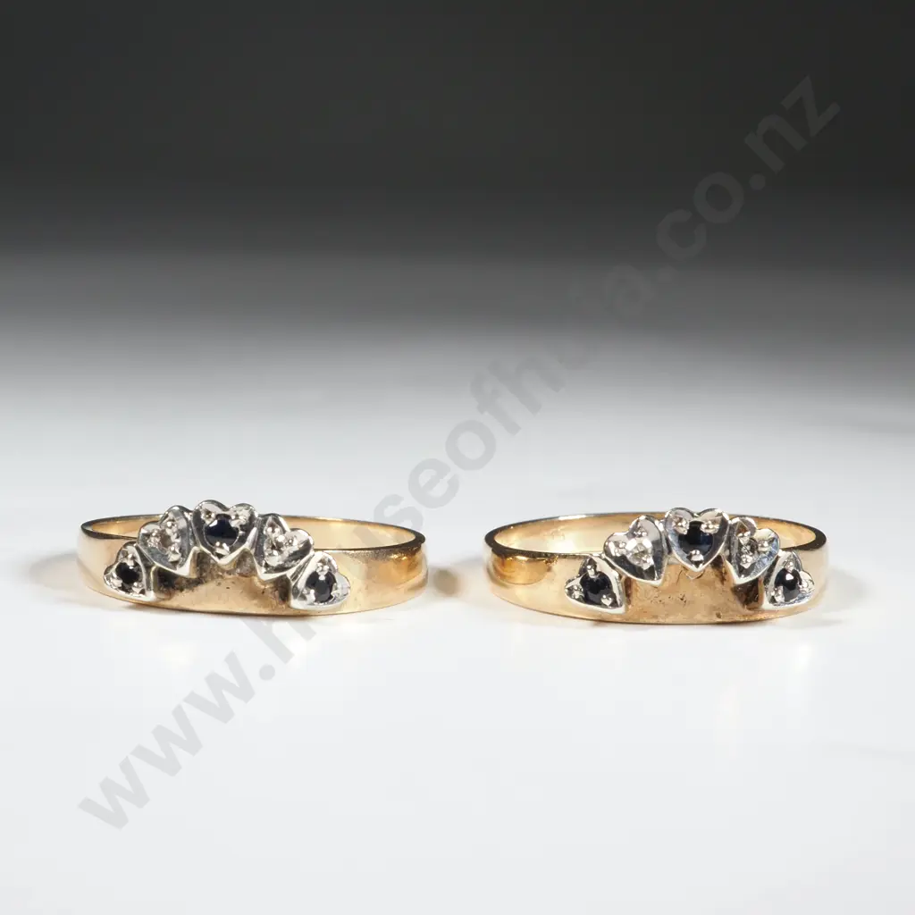 Pair Of 9ct Gold, Sapphire & Diamond Ring Enhancers  Image 1++