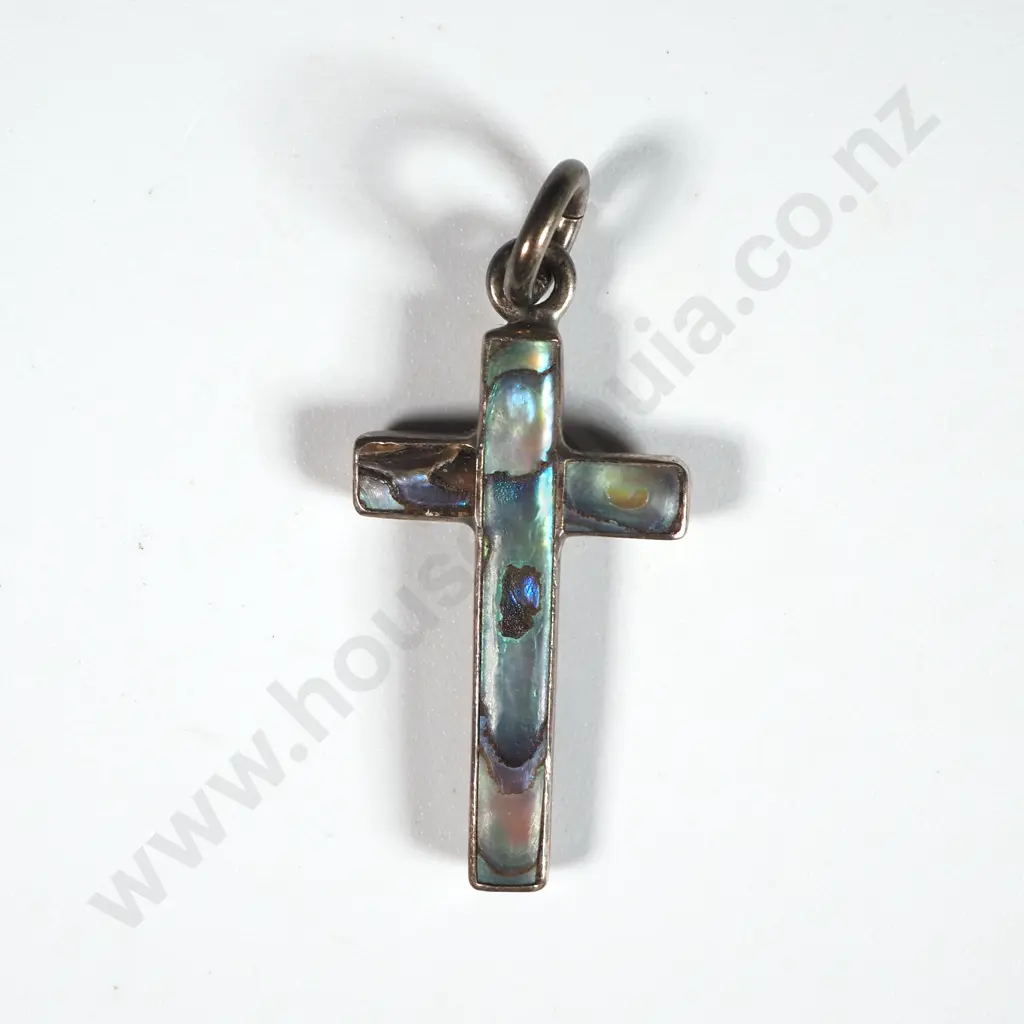 Sterling Silver Paua Set Cross Image 1++
