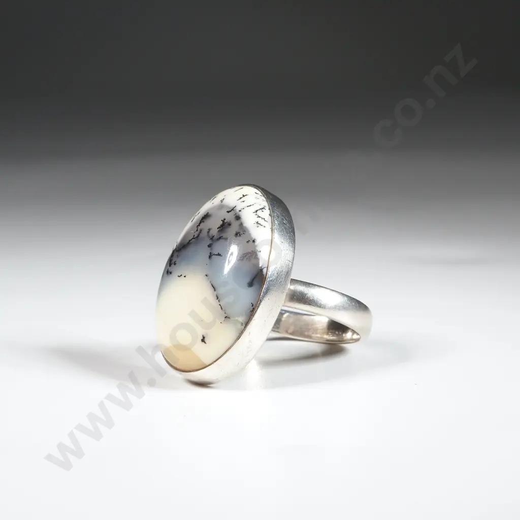 Sterling Silver Oval Ring Set with A Coloured Stone  Image 1++