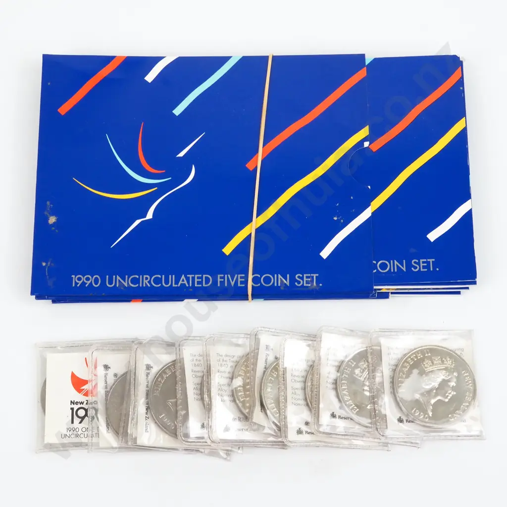 Three 1990 New Zealand Uncirculated Coin Sets & Ten 1990 Uncirculated Dollar Coins  Image 1++