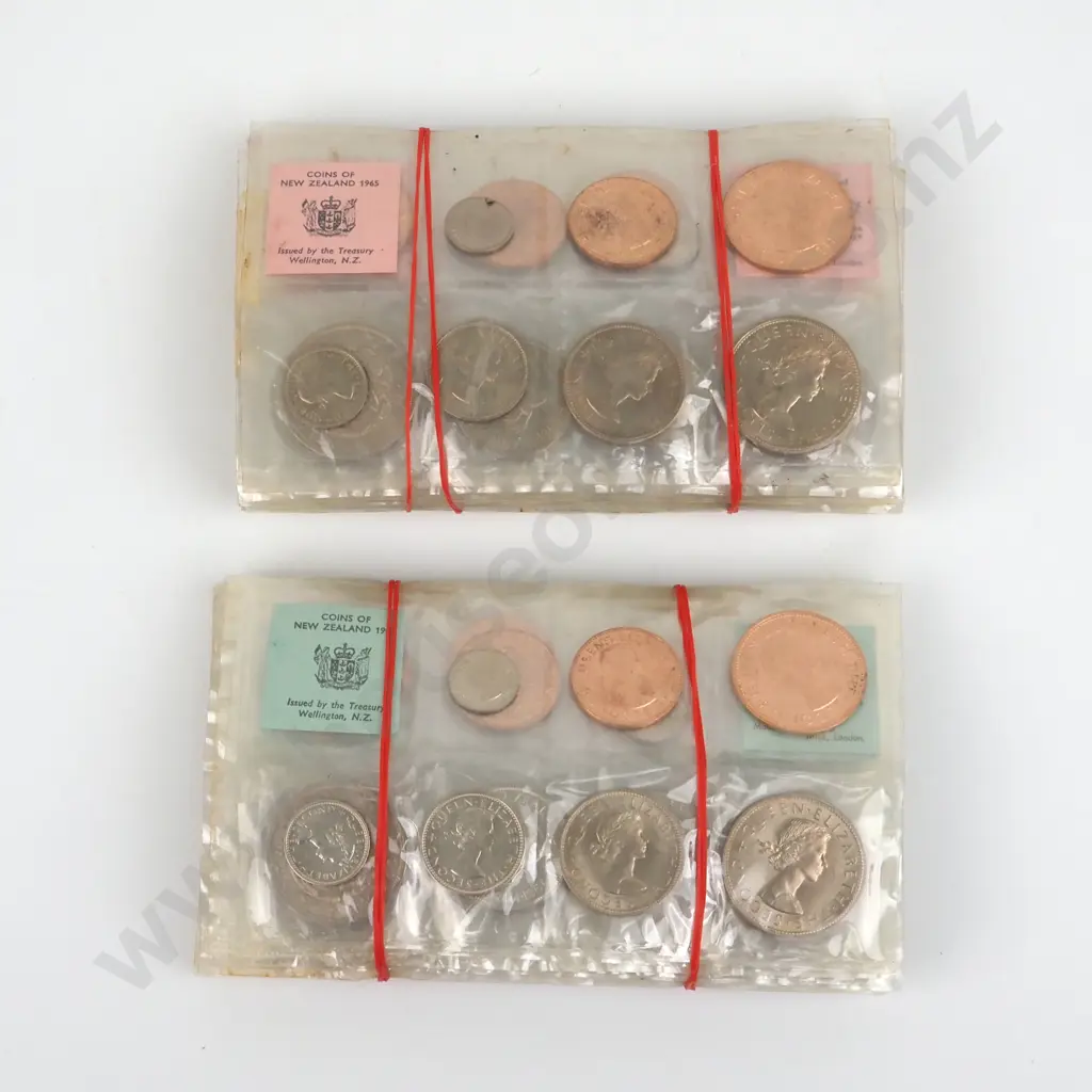 27 1965 New Zealand Uncirculated Green Label Coin Sets  Image 1++