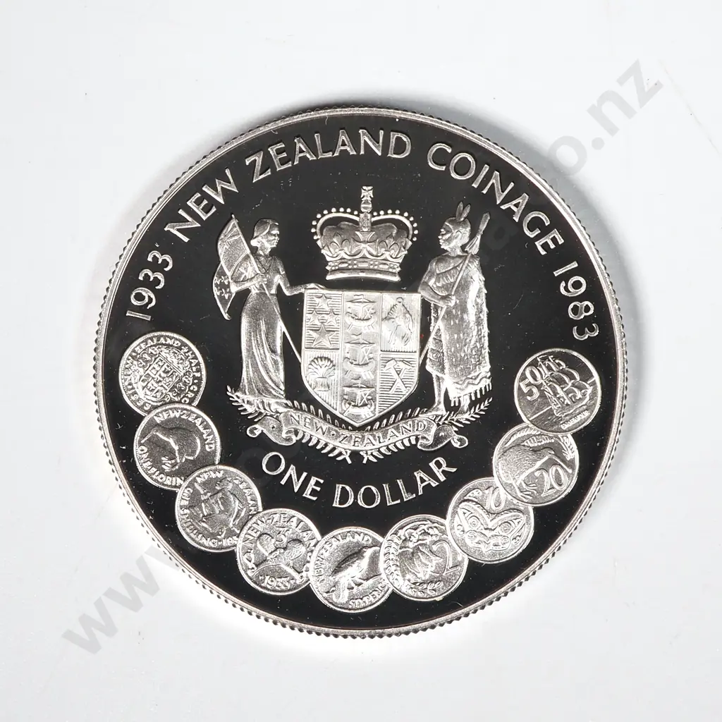 1983 New Zealand Silver Proof Dollar - Uncased  Image 1++