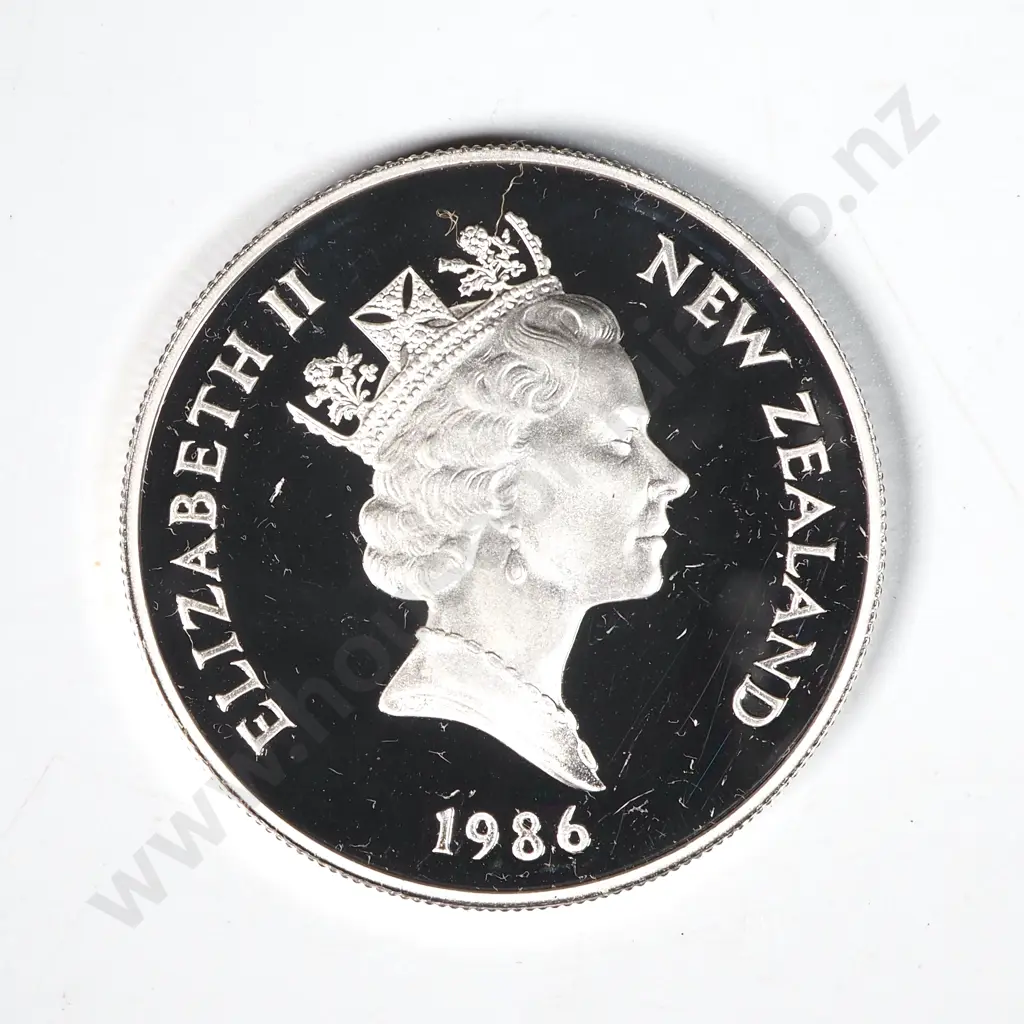 1986 New Zealand Silver One Dollar Proof Coin - Uncased  Image 1++