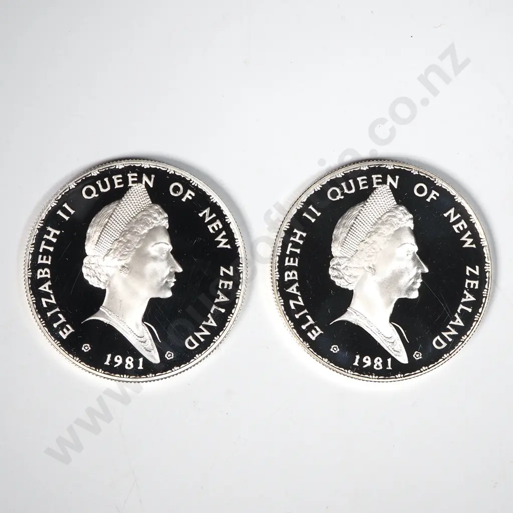 Two 1981 New Zealand Royal Visit Silver Dollar's Image 1++