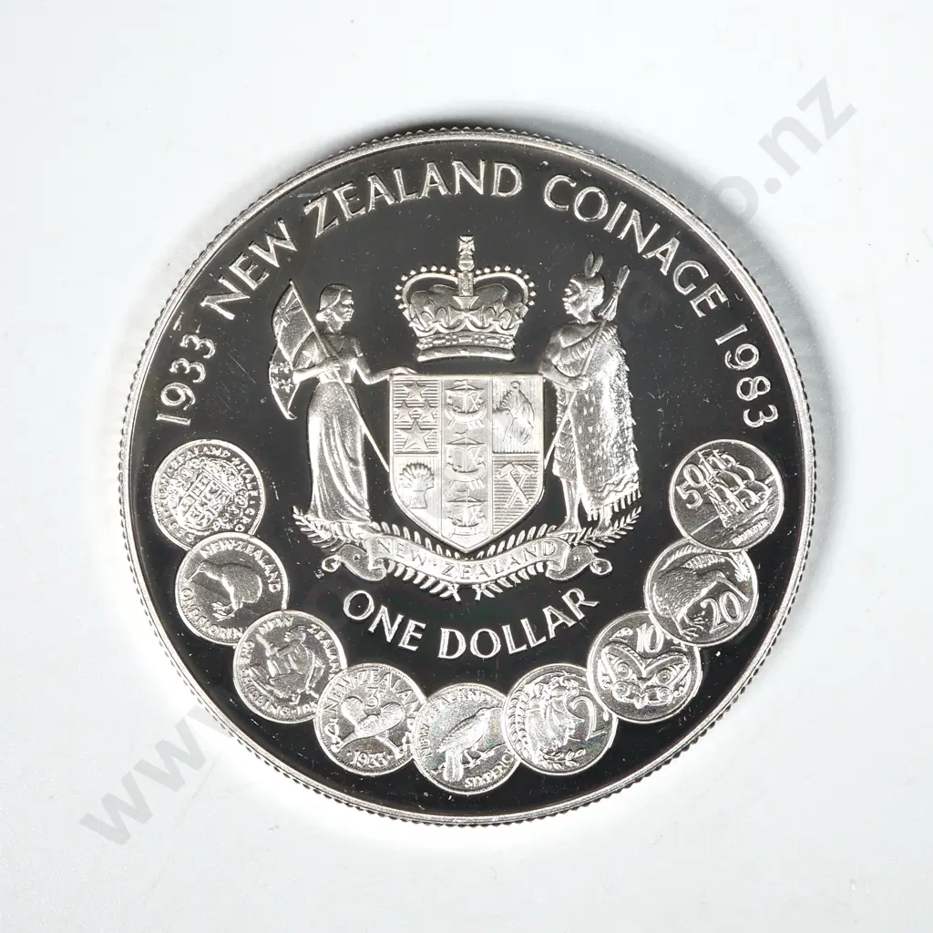 1983 New Zealand Silver Proof Dollar - Uncased  Image 1++