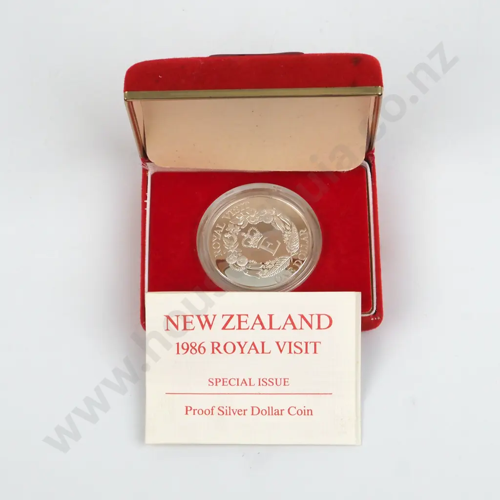 1986 New Zealand Sterling Silver Proof Dollar Image 1++