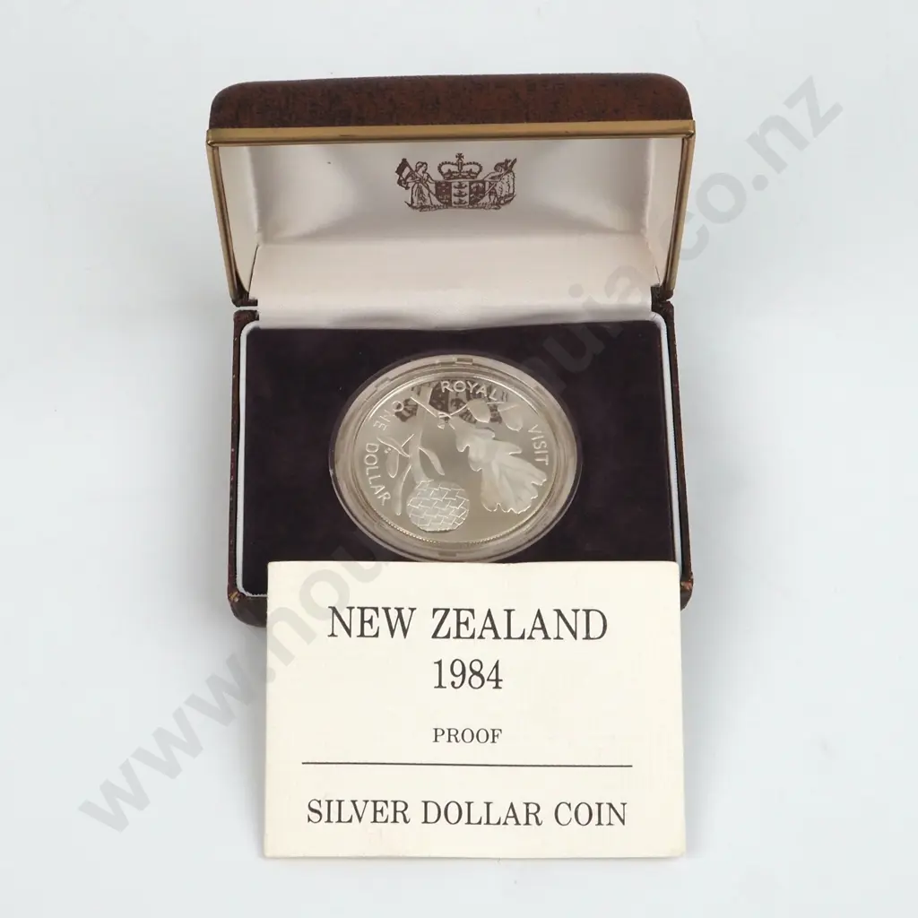 1984 New Zealand Sterling Silver Proof Dollar Image 1++