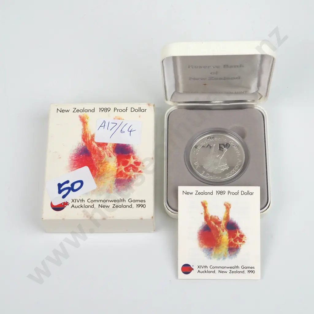 1989 New Zealand Proof Silver Dollar Coin Image 1++