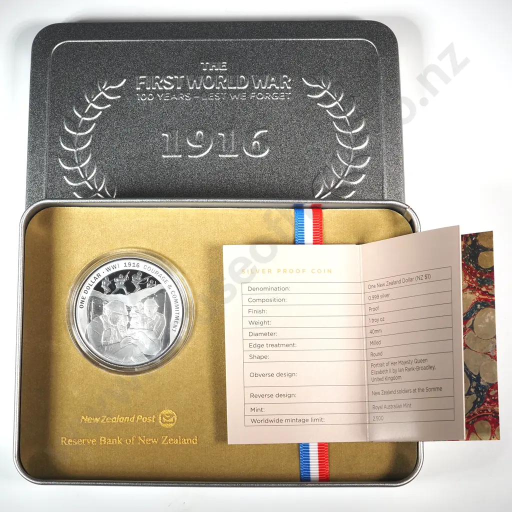 1916-2016 New Zealand Courage & Commit Silver Proof Coin  Image 1++