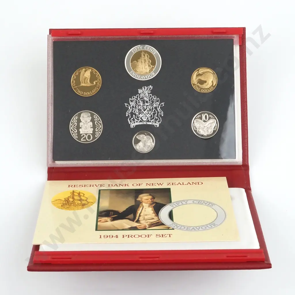 1994 New Zealand Proof Coin Set w Silver Dollar  Image 1++