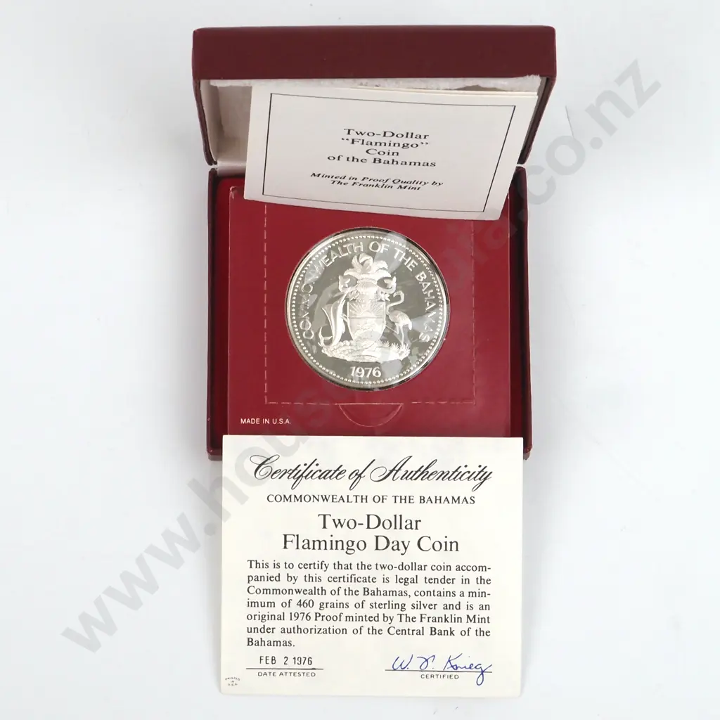 1976 Baham Two Dollar "Flamingo Coin" 27.56 Grams ASW Image 1++