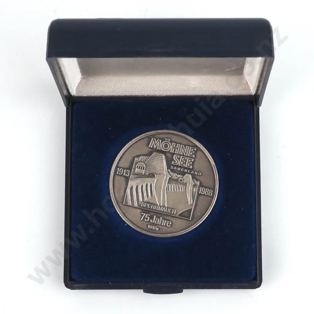 Möhnesee Damn 1913 -1988 75 Year Anniversary Fine Silver Coin  Image 1++
