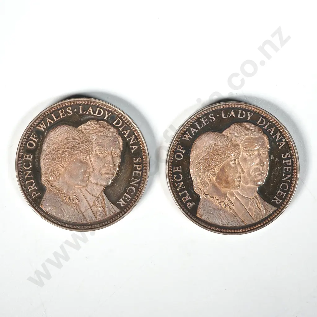 Two Sterling Silver 1981 Charles & Diana Wedding Medals - 57.07 ASW Image 1++