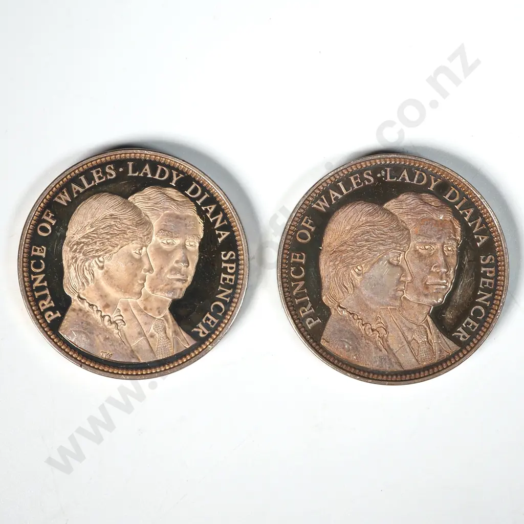 Two Sterling Silver 1981 Charles & Diana Wedding Medals - 57.07 Grams ASW Image 1++