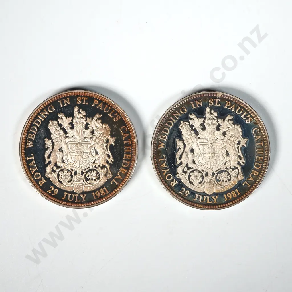 Two Sterling Silver 1981 Charles & Diana Wedding Medals - 57.07 Grams ASW Image 1++