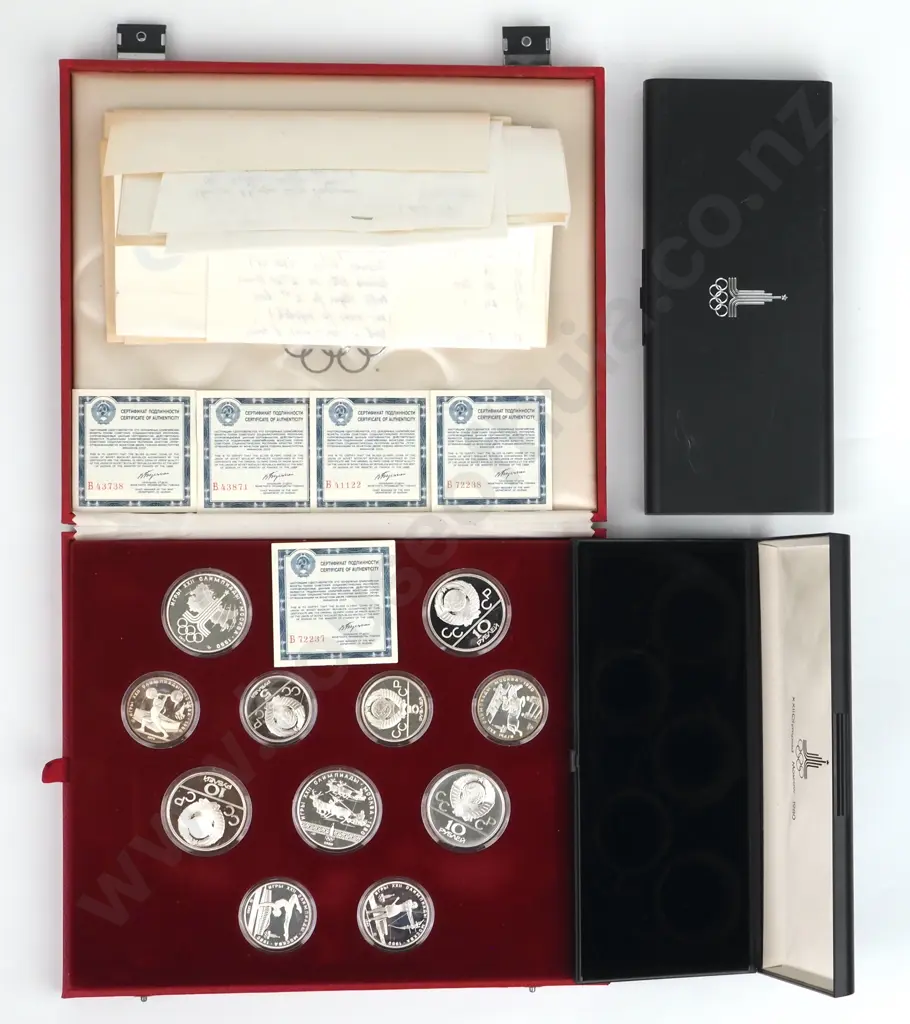 1980 Moscow Olympics USSR Silver 28-Coin Proof Set .900 Fine in Original Case – Rare Complete Set - 627.29 Grams ASW Image 1++