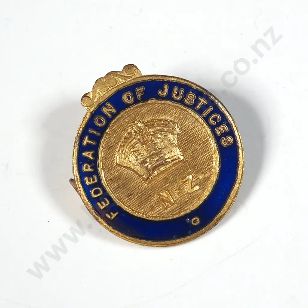 NZ Federation Justicies Association Lapel Pin to M Osborne 1949 Image 1++