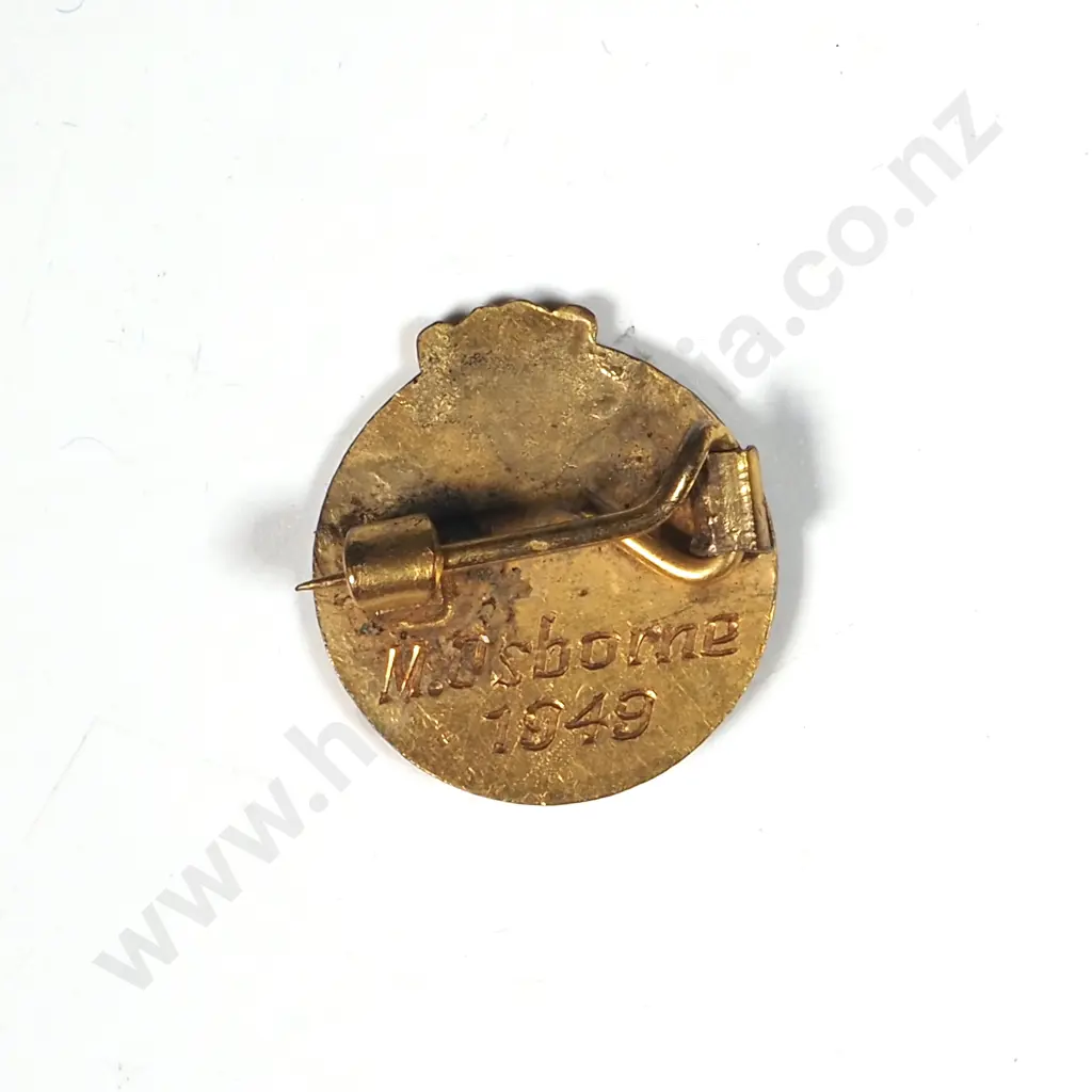 NZ Federation Justicies Association Lapel Pin to M Osborne 1949 Image 1++