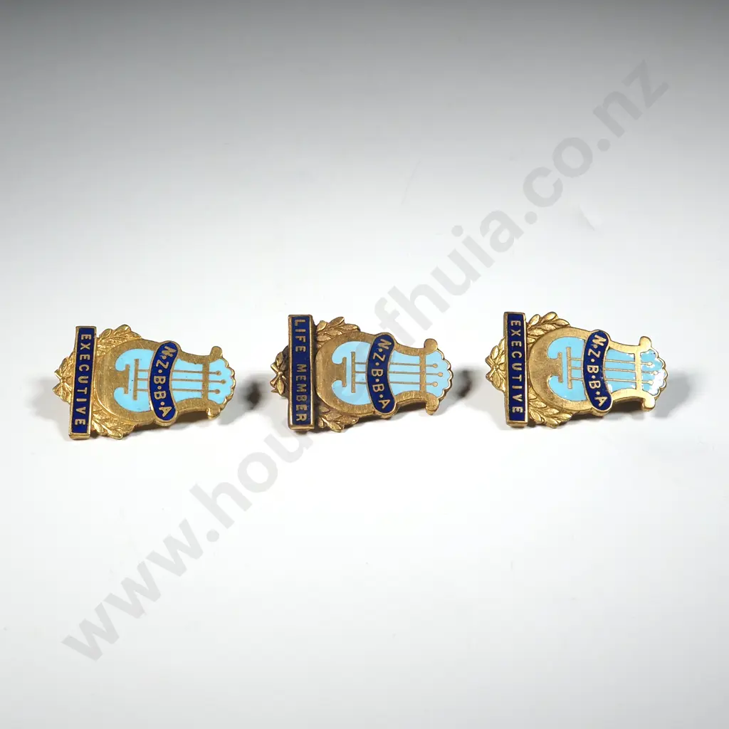 Three New Zealand Brass Band Association Pins - Executive & Life Member Image 1++