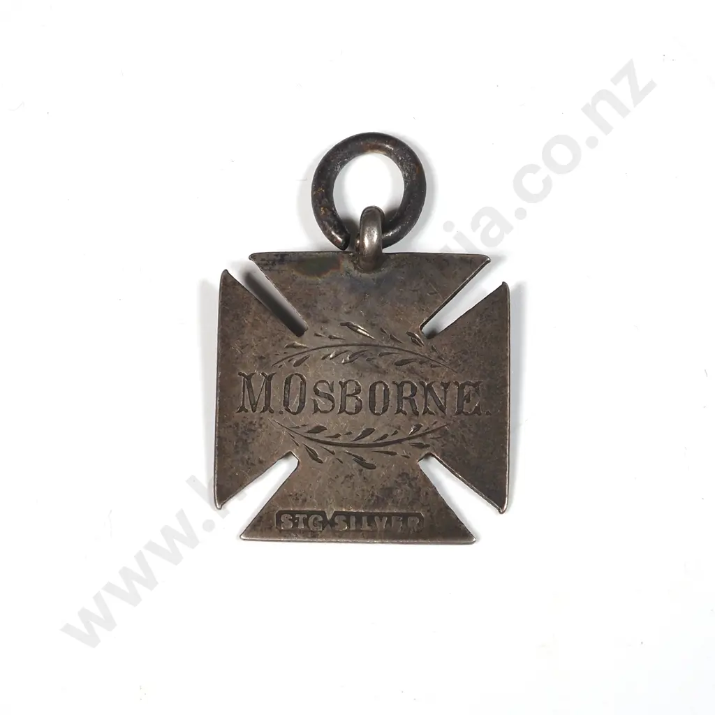 1907 Sterling Silver New Zealand Prize Fob to M Osborne Image 1++