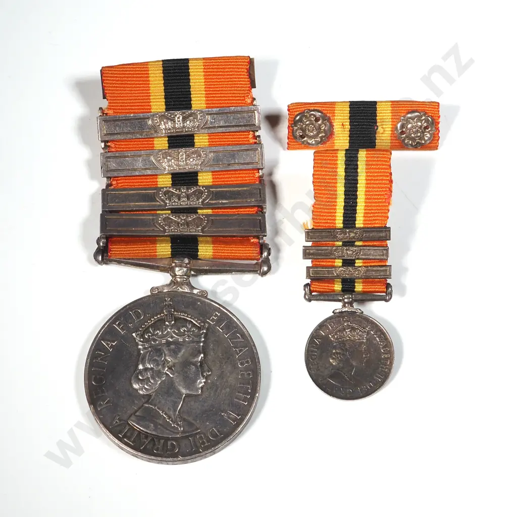 New Zealand Fire Brigade Long Service & Good Conduct Medal w Four Bars - Miniature & Ribbon Bar to G A Drieberg Image 1++