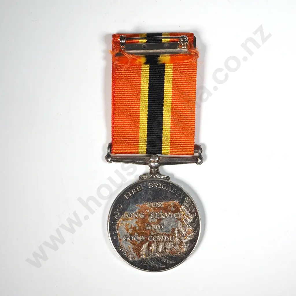 Sterling Silver New Zealand Fire Brigade LSGC Medal to W J Gilchrist: 42.12 Grams Image 1++