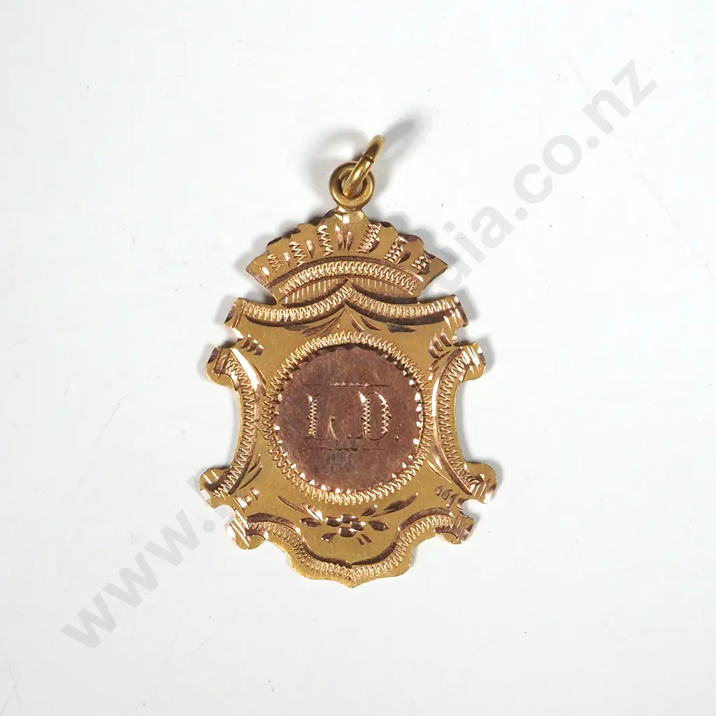 Antique New Zealand 9ct Gold Boxing Fob Medal Image 1++