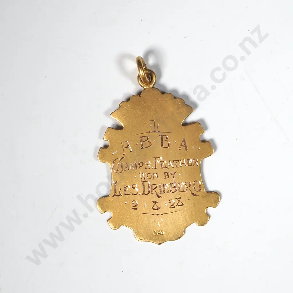 Antique New Zealand 9ct Gold Boxing Fob Medal Image 1++