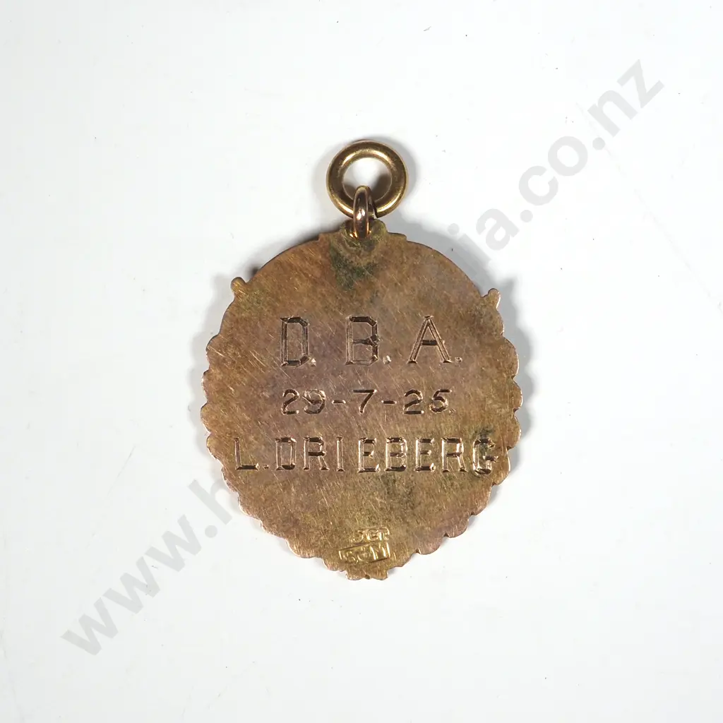 1925 new Zealand 9ct Gold Boxing Prize Fob Medal Image 1++