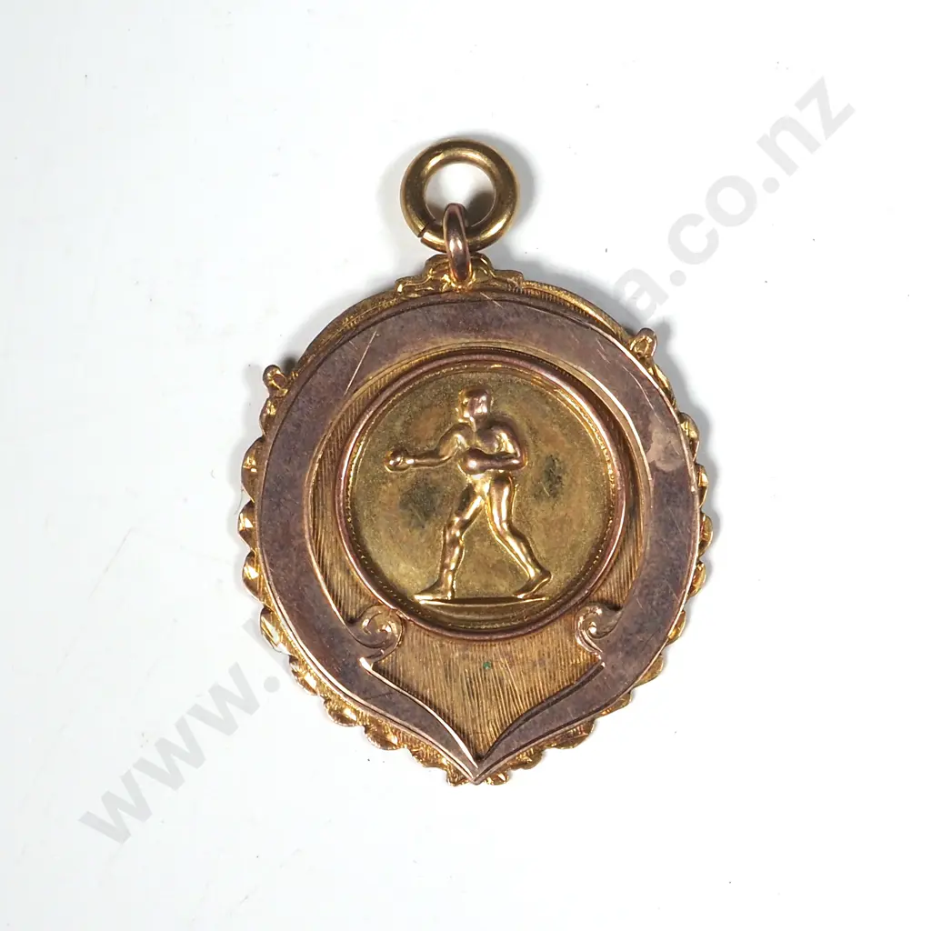 1925 new Zealand 9ct Gold Boxing Prize Fob Medal Image 1++