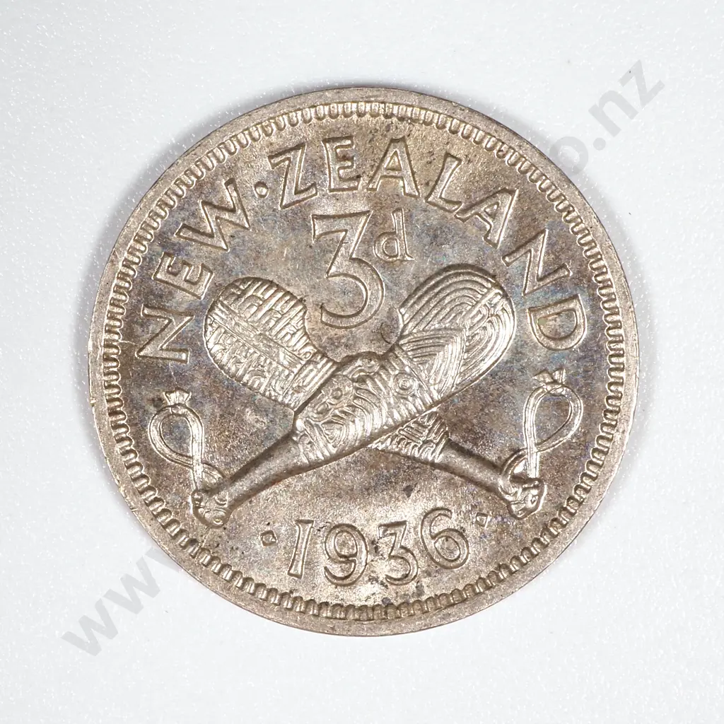 1936 New Zealand Threepence - Beautiful Condition. Appears To Have Come Straight From a Mint Bag Image 1++