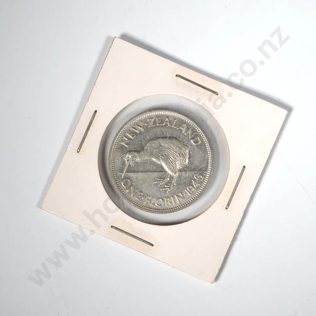 1946 New Zealand Carded Florin Image 1++