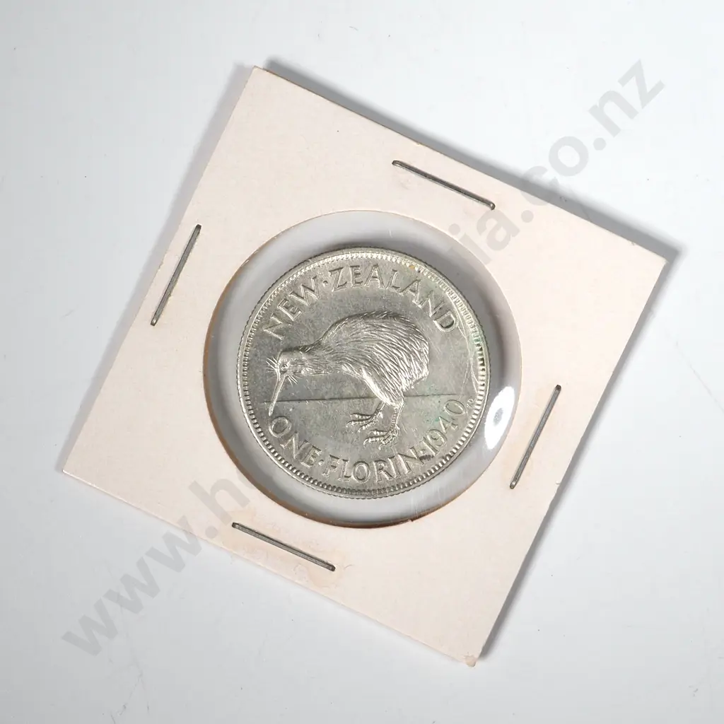 1940 New Zealand Carded Florin Image 1++