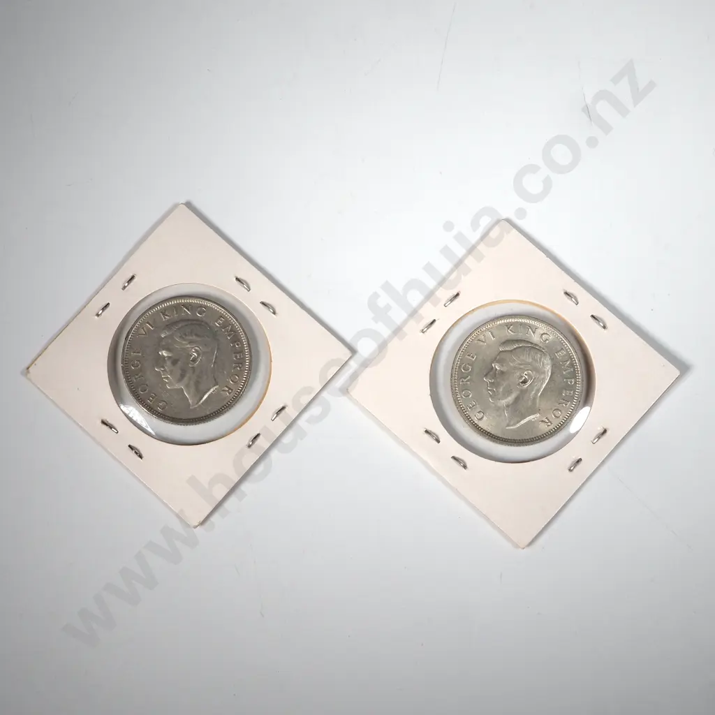 Two 1941 New Zealand Carded Florins Image 1++