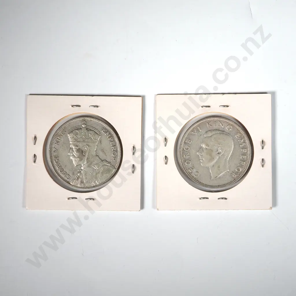 1934 & 1937 New Zealand Carded Half Crowns  Image 1++