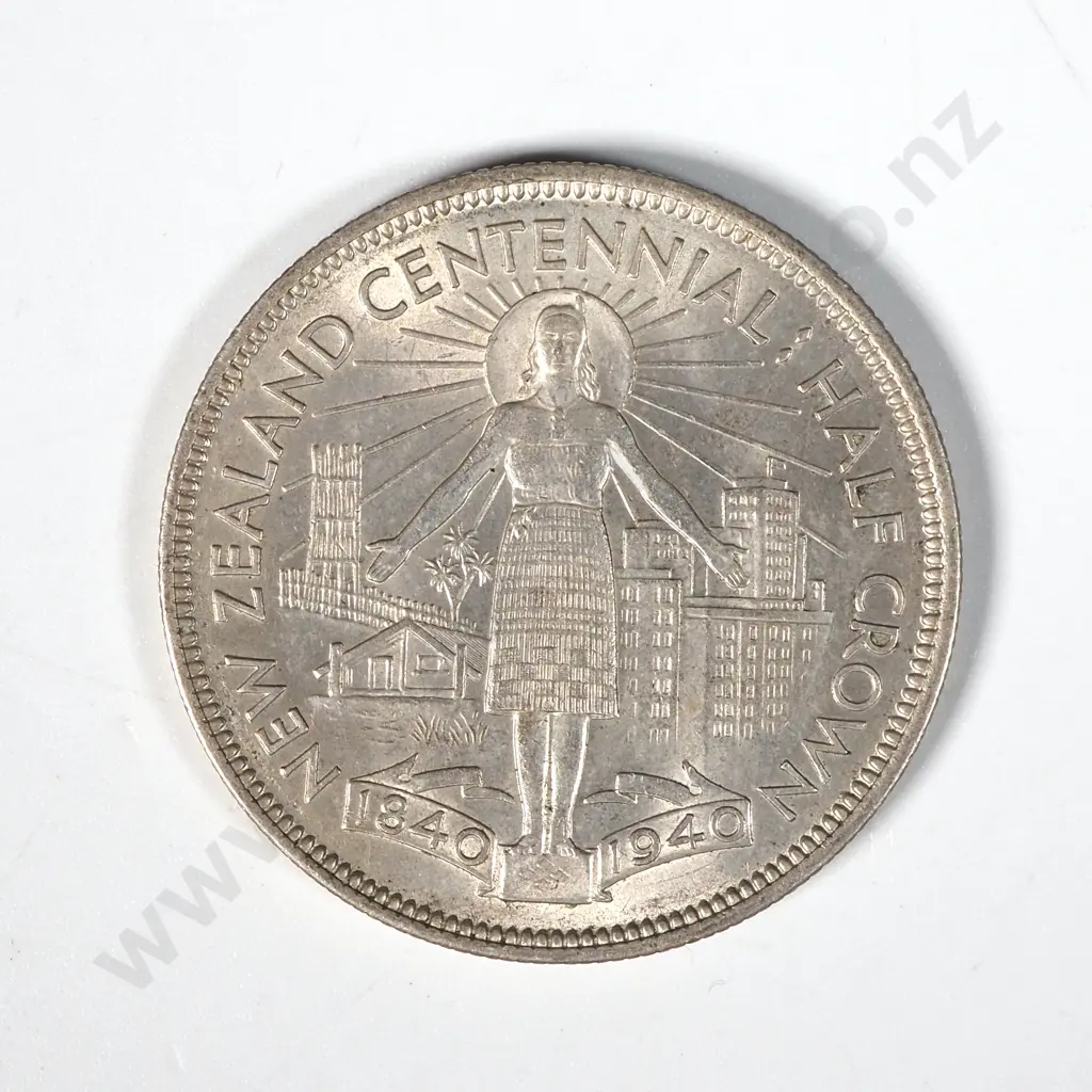 1940 New Zealand Half Crown - Waitangi  Image 1++