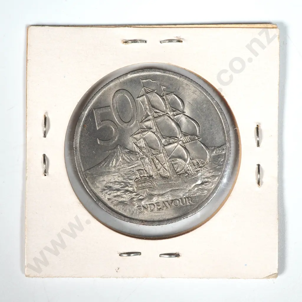 1967 New Zealand Fifty Cent "Dot over 1" Coin Image 1++