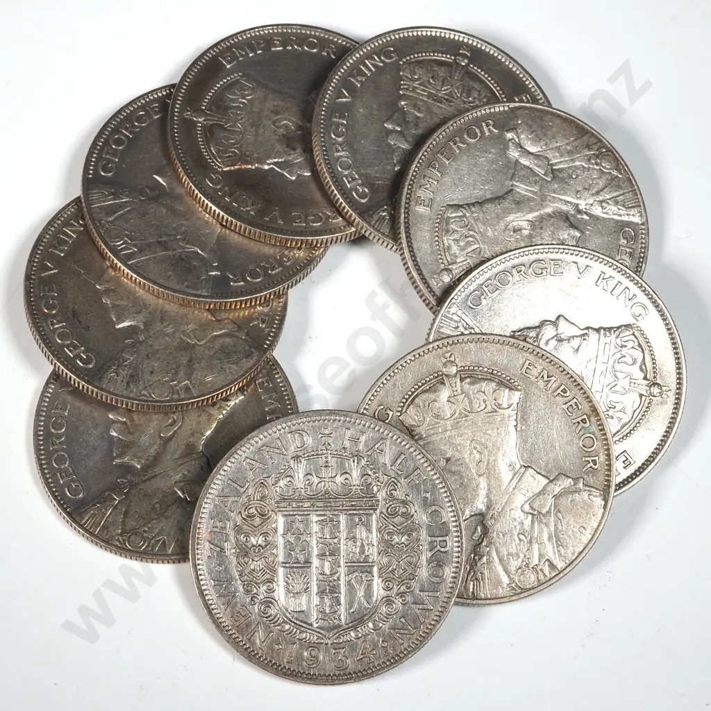 9 New Zealand 1934 Half Crowns Image 1++