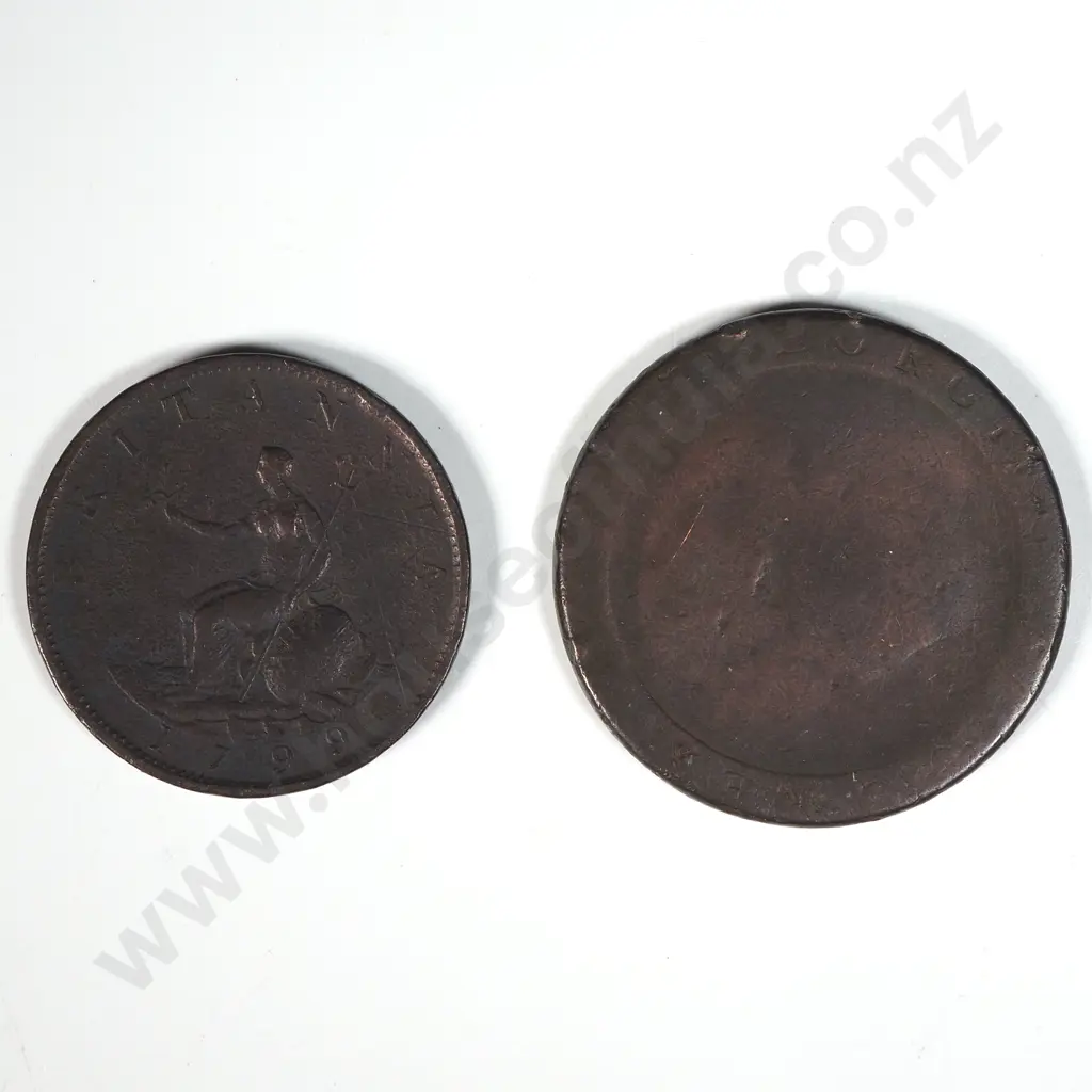 Cartwheel Penny (Poor Condition) & 1799 Half Penny VF  Image 1++