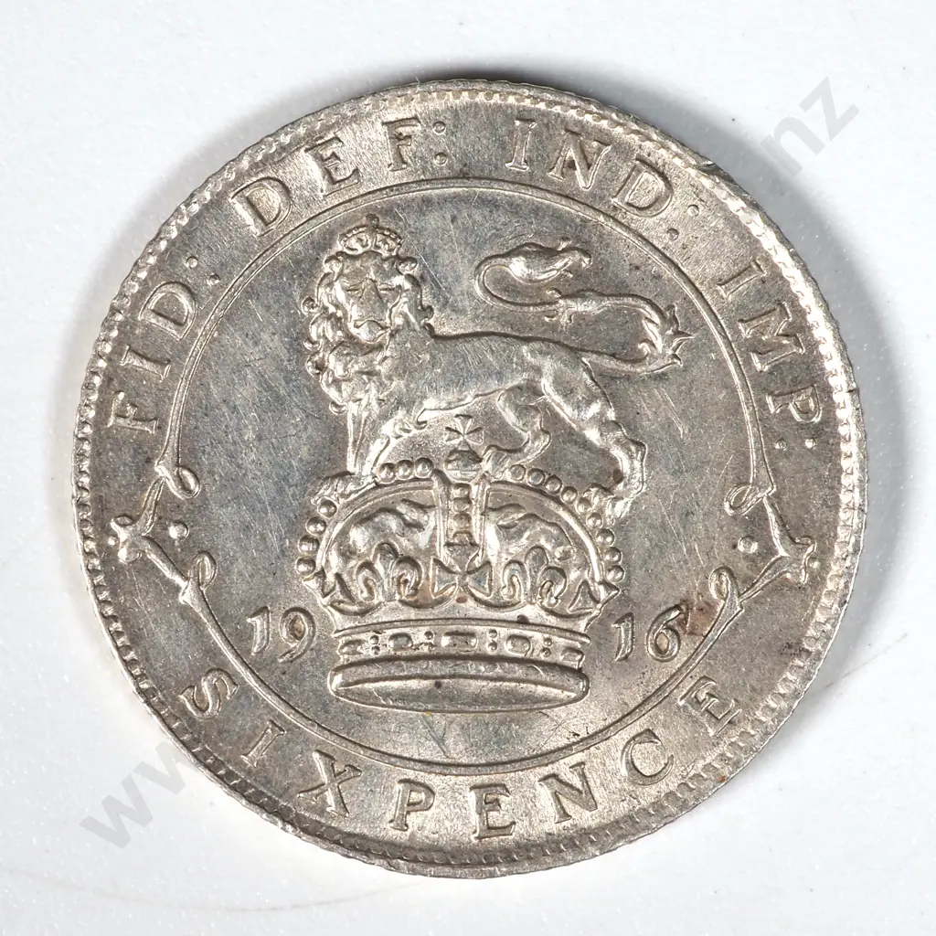 1916 United Kingdom Sixpence AUNC - w Mint Lustre  Image 1++