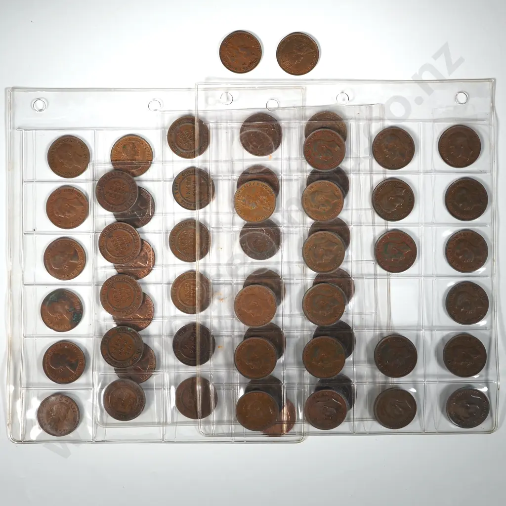 Complete Set of Australian Halfpennies Excluding 1923, 57 coins, Average to Extremely Fine Condition Image 1++