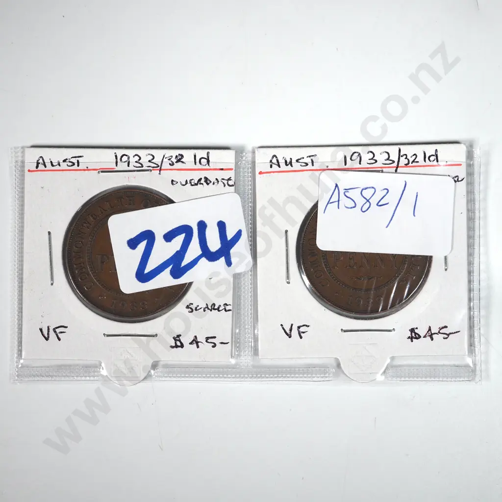 1933/32 Australia Overdate Pennies - VF  Image 1++