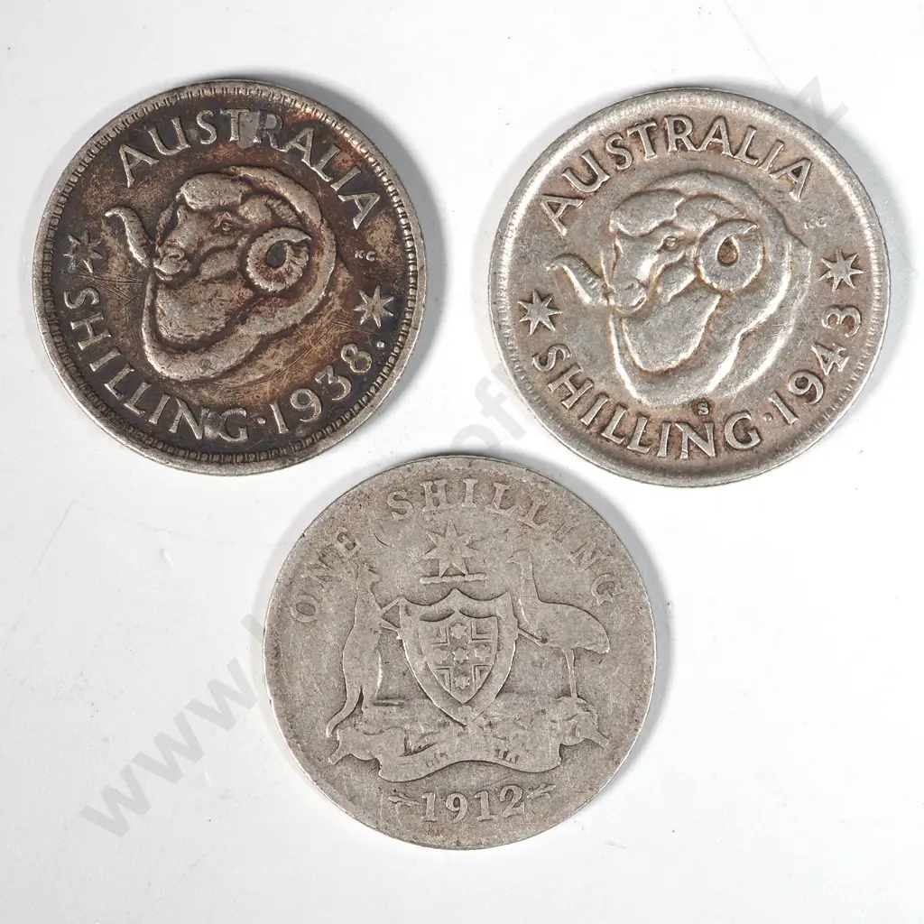 Three Silver Australian Shilling Coins  Image 1++