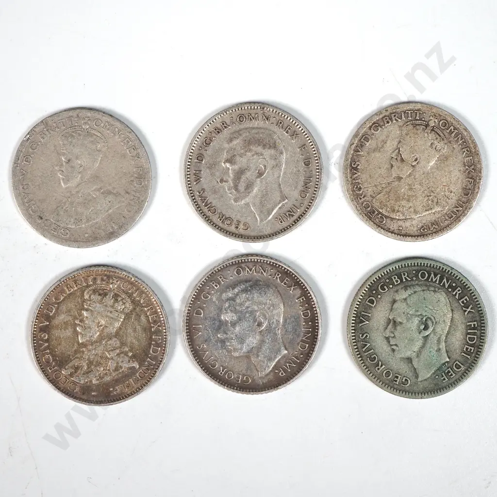 Six Australian Sixpence Coins Image 1++