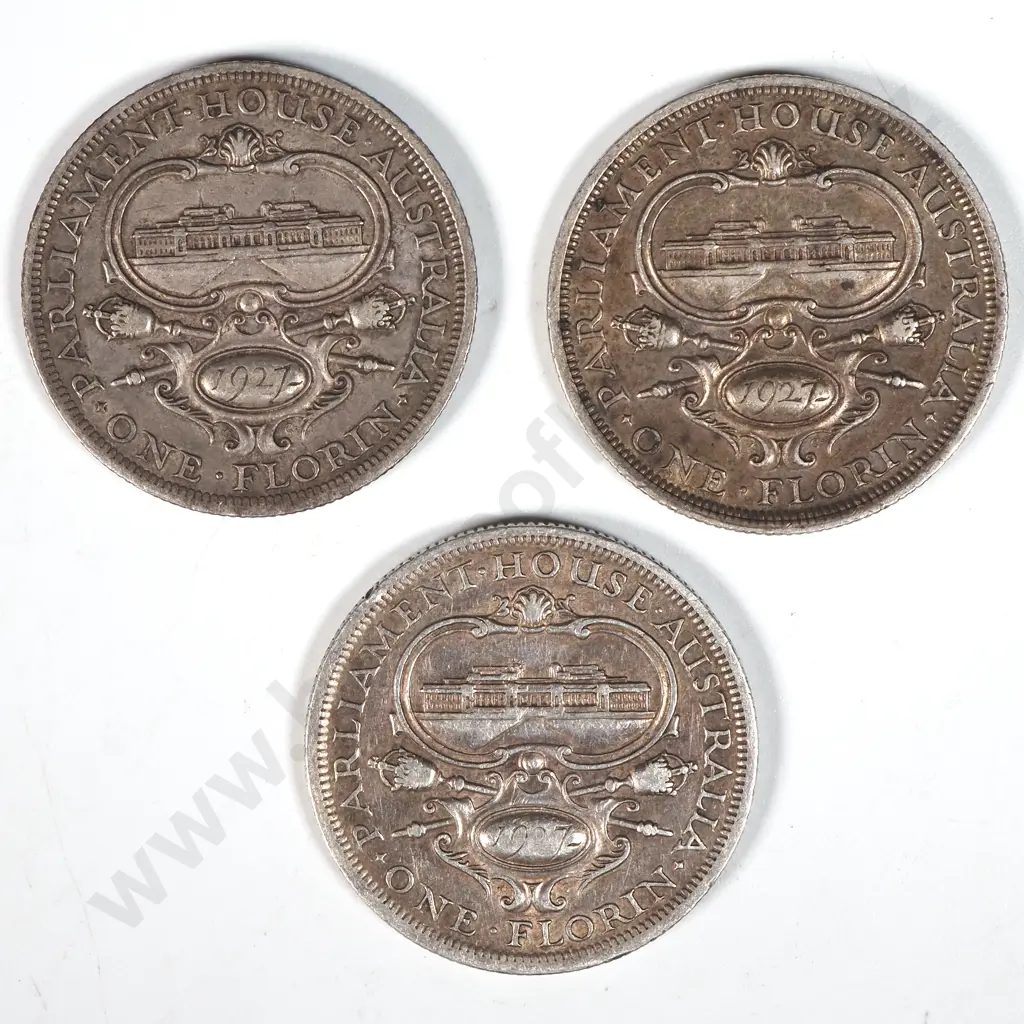 Three 1927 Australia Canberra Florin  Image 1++